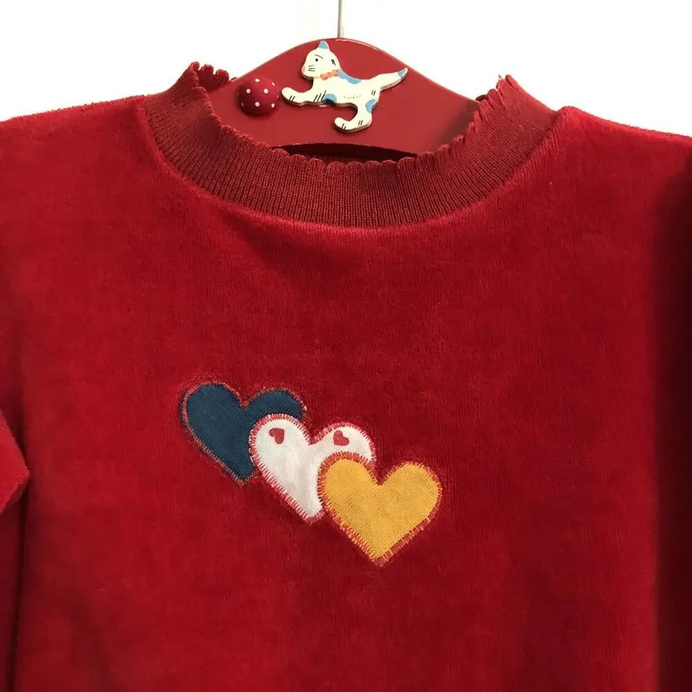 Vintage Red Terry Heart Sweatshirt